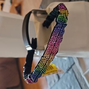 NWT crystal rainbow 🌈 and black fabric lined headband.